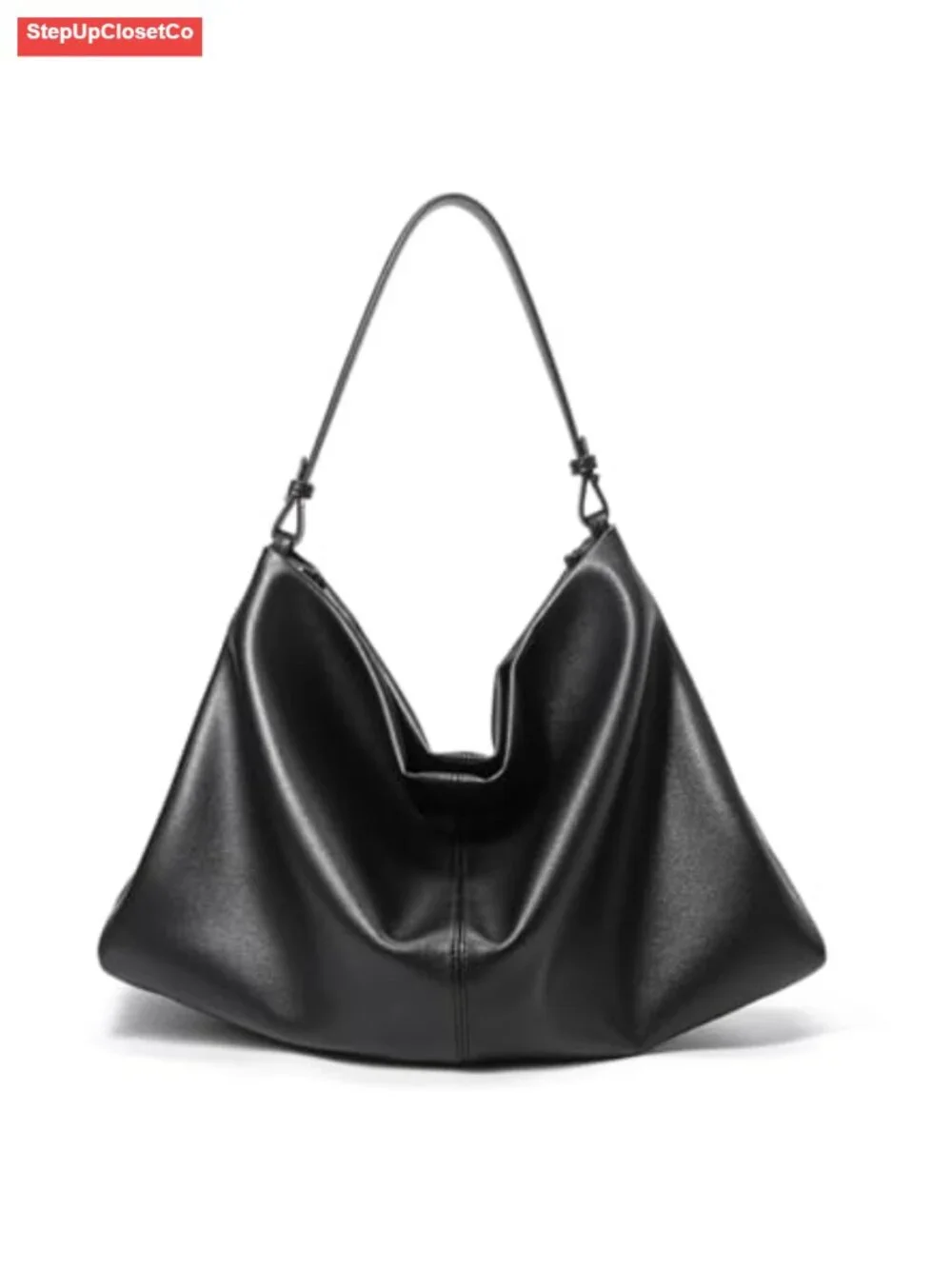 Minimalist Soft Leather Tote Bag Shoulder Purse with Adjustable Strap for Work